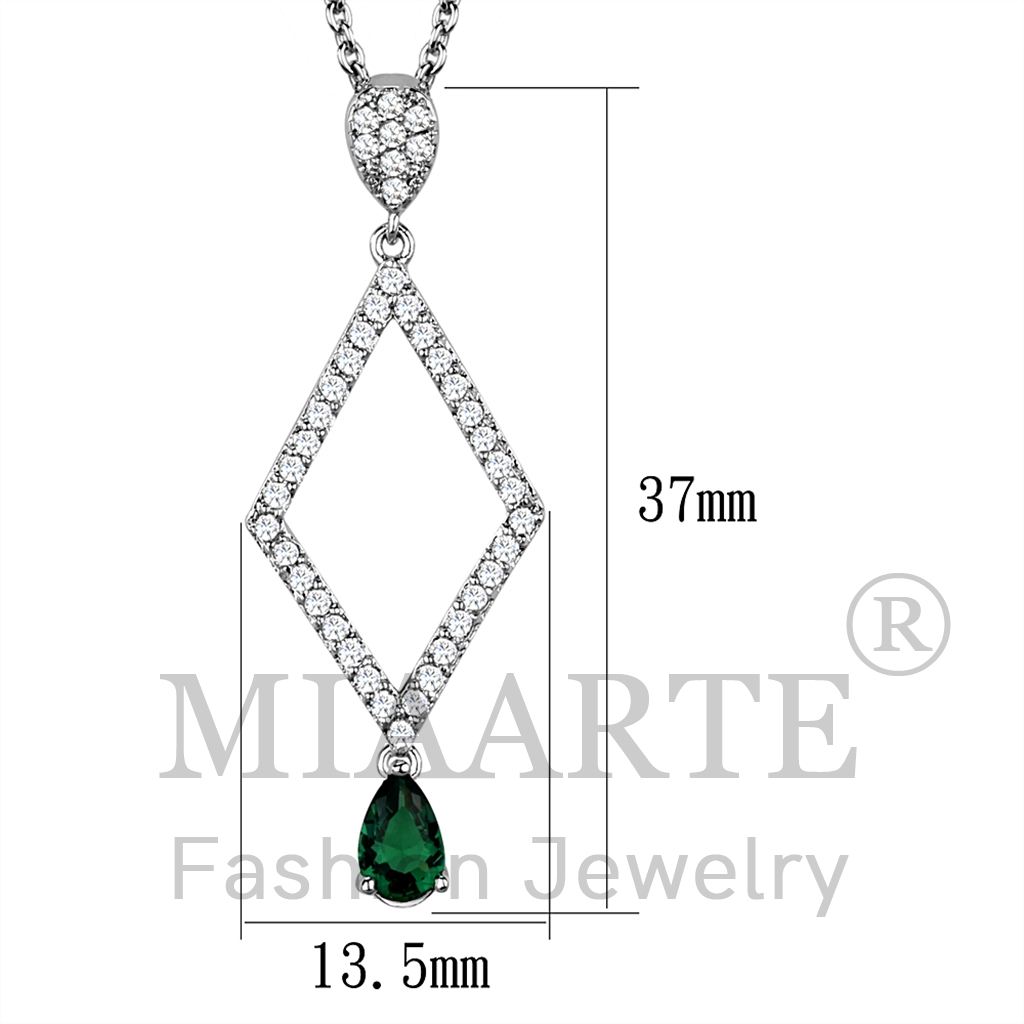 RhodiumSynthetic GlassChain Pendant