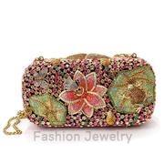 Wholesale Top Grade Crystal, MultiColor, Ancientry Gold, Women, White Metal, Clutch