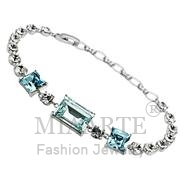 Wholesale Top Grade Crystal, AquaMarine, Rhodium, Women, Brass, Bracelet