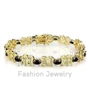 Wholesale AAA Grade CZ, Jet, Gold, Women, Sterling Silver, Bracelet