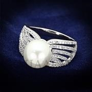 Wholesale Synthetic, White, Rhodium, Women, Sterling Silver, Ring