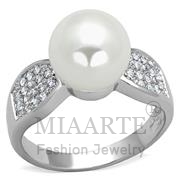 Wholesale Synthetic, White, Rhodium, Women, Brass, Ring