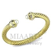 Wholesale Synthetic, White, Gold, Women, Brass, Bangle