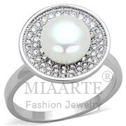 Wholesale Synthetic, White, Rhodium, Women, Brass, Ring