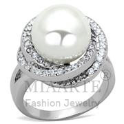 Wholesale Synthetic, White, Rhodium, Women, Brass, Ring