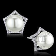 Wholesale Synthetic, White, Rhodium, Women, Sterling Silver, Earrings