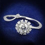 Wholesale AAA Grade CZ, Clear, Rhodium, Women, Sterling Silver, Ring