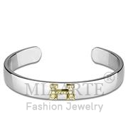 Wholesale Top Grade Crystal, Clear, Reverse Two Tone, Women, White Metal, Bangle