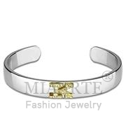 Wholesale Top Grade Crystal, Clear, Reverse Two Tone, Women, White Metal, Bangle