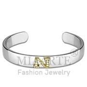 Wholesale Top Grade Crystal, Clear, Reverse Two Tone, Women, White Metal, Bangle