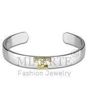 Wholesale Top Grade Crystal, Clear, Reverse Two Tone, Women, White Metal, Bangle