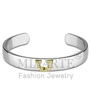 Wholesale Top Grade Crystal, Clear, Reverse Two Tone, Women, White Metal, Bangle