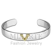 Wholesale Top Grade Crystal, Clear, Reverse Two Tone, Women, White Metal, Bangle