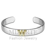 Wholesale Top Grade Crystal, Clear, Reverse Two Tone, Women, White Metal, Bangle