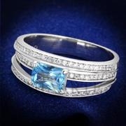 Wholesale Synthetic, AquaMarine, Rhodium, Women, Sterling Silver, Ring