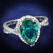 Wholesale Synthetic, Blue Zircon, Rhodium, Women, Sterling Silver, Ring