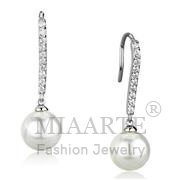 Wholesale Synthetic, White, Rhodium, Women, Brass, Earrings