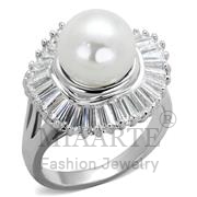 Wholesale Synthetic, White, Rhodium, Women, Brass, Ring