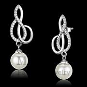 Wholesale Synthetic, White, Rhodium, Women, Sterling Silver, Earrings