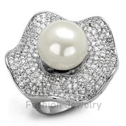 Wholesale Synthetic, White, Rhodium, Women, Brass, Ring