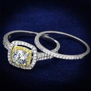 Wholesale AAA Grade CZ, Clear, Reverse Two Tone, Women, Sterling Silver, Ring