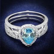 Wholesale AAA Grade CZ, AquaMarine, Rhodium, Women, Sterling Silver, Ring