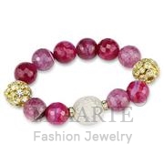 Wholesale Synthetic, Fuchsia, Gold, Women, Brass, Bracelet