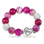 Wholesale Synthetic, Fuchsia, Antique Silver, Women, Brass, Bracelet