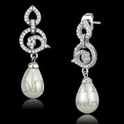 Wholesale Synthetic, White, Rhodium, Women, Sterling Silver, Earrings