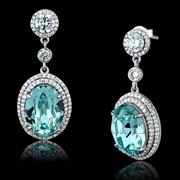 Wholesale Top Grade Crystal, AquaMarine, Rhodium, Women, Sterling Silver, Earrings