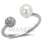 Wholesale Synthetic, White, Rhodium, Women, Brass, Ring