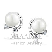 Wholesale Synthetic, White, Rhodium, Women, Brass, Earrings