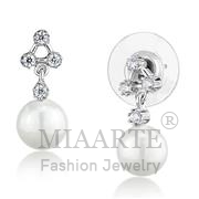 Wholesale Synthetic, White, Rhodium, Women, Brass, Earrings