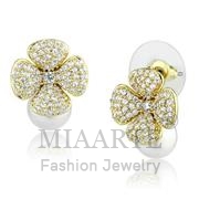 Wholesale Synthetic, White, Gold, Women, Brass, Earrings