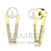 Wholesale Synthetic, White, Gold, Women, Brass, Earrings