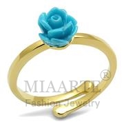 Wholesale Synthetic, AquaMarine, Flash Gold, Women, Brass, Ring