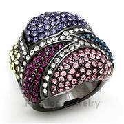 Wholesale Top Grade Crystal, MultiColor, TIN Cobalt Black, Women, Brass, Ring