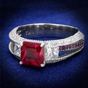 Wholesale AAA Grade CZ, Ruby, Rhodium&Ruthenium, Women, Sterling Silver, Ring