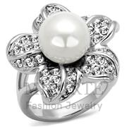 Wholesale Synthetic, White, Rhodium, Women, Brass, Ring