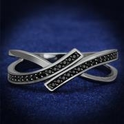 Wholesale Synthetic, Jet, Ruthenium, Women, Sterling Silver, Ring