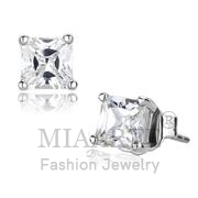 Wholesale AAA Grade CZ, Clear, Rhodium, Women, Brass, Earrings