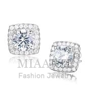 Wholesale AAA Grade CZ, Clear, Rhodium, Women, Sterling Silver, Earrings