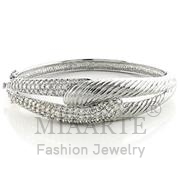 Wholesale AAA Grade CZ, Clear, Rhodium, Women, Brass, Bangle