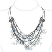 Wholesale AAA Grade CZ, Clear, TIN Cobalt Black, Women, Brass, Necklace