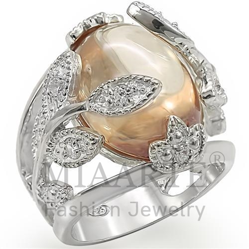 Ring,Sterling Silver,High-Polished,AAA Grade CZ,Champagne