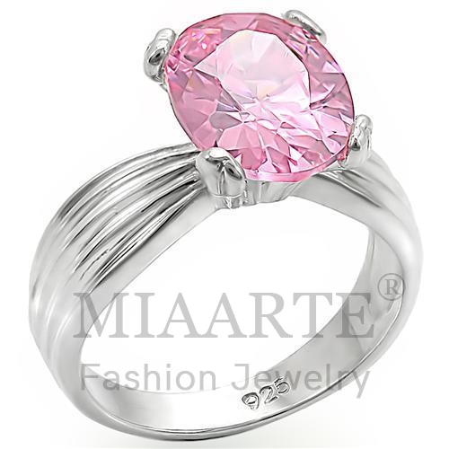 Ring,Sterling Silver,High-Polished,AAA Grade CZ,Rose