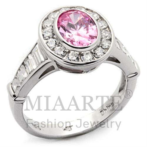 Ring,Sterling Silver,Rhodium,AAA Grade CZ,Rose