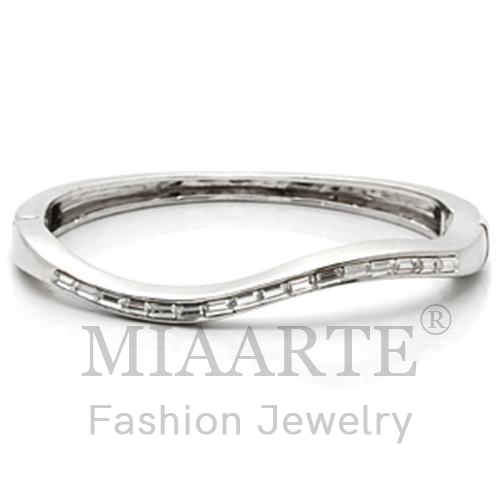 Bangle,Brass,Imitation Rhodium,Top Grade Crystal,Clear,Oblong