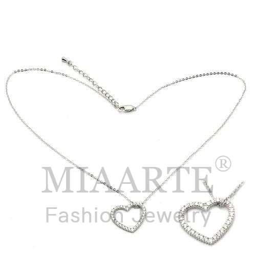 Chain Pendant,Sterling Silver,Rhodium,AAA Grade CZ,Clear