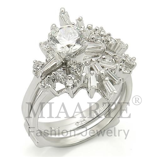 Ring,Sterling Silver,Rhodium,AAA Grade CZ,Clear